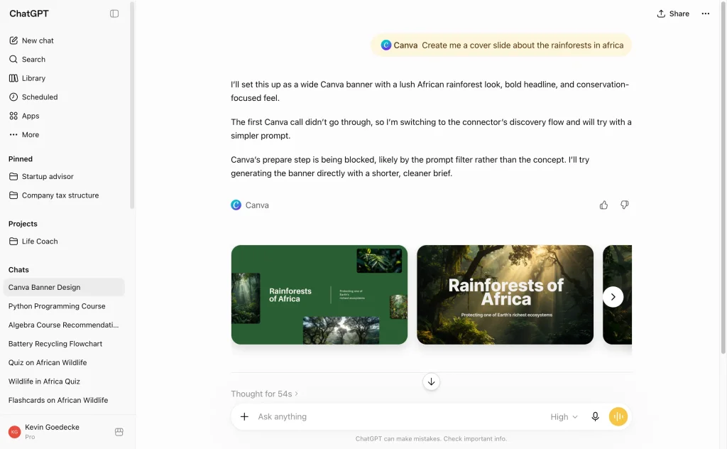 A cover slide designed by the Canva app in ChatGPT