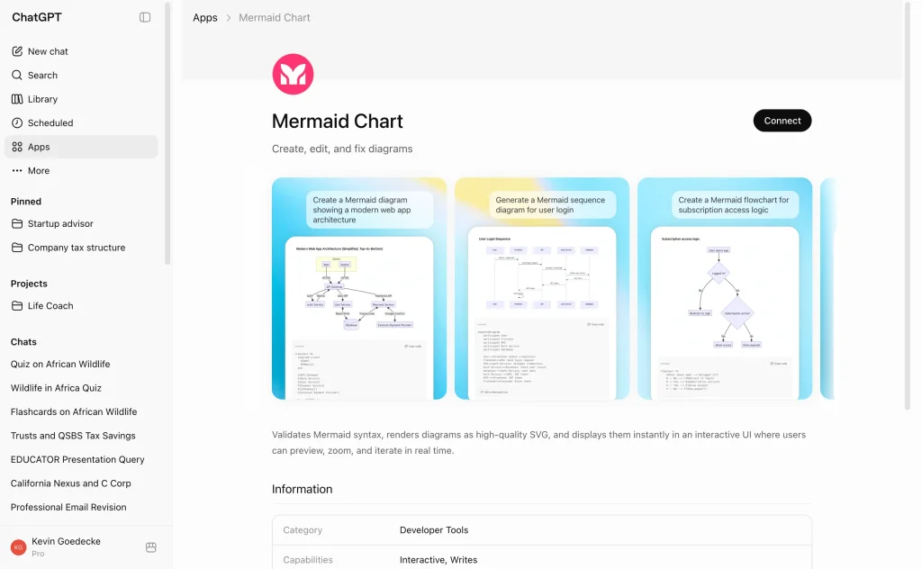 The Mermaid Chart app in ChatGPT