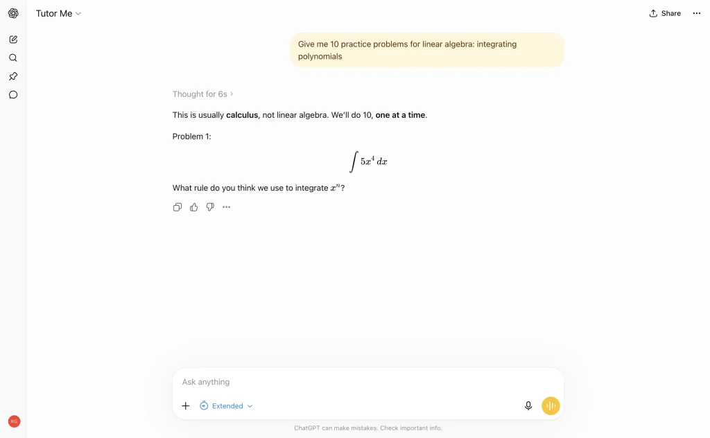The Tutor Me GPT by Khan Academy in ChatGPT