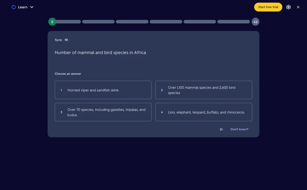 Studying AI-generated flashcards in Quizlet Learn mode
