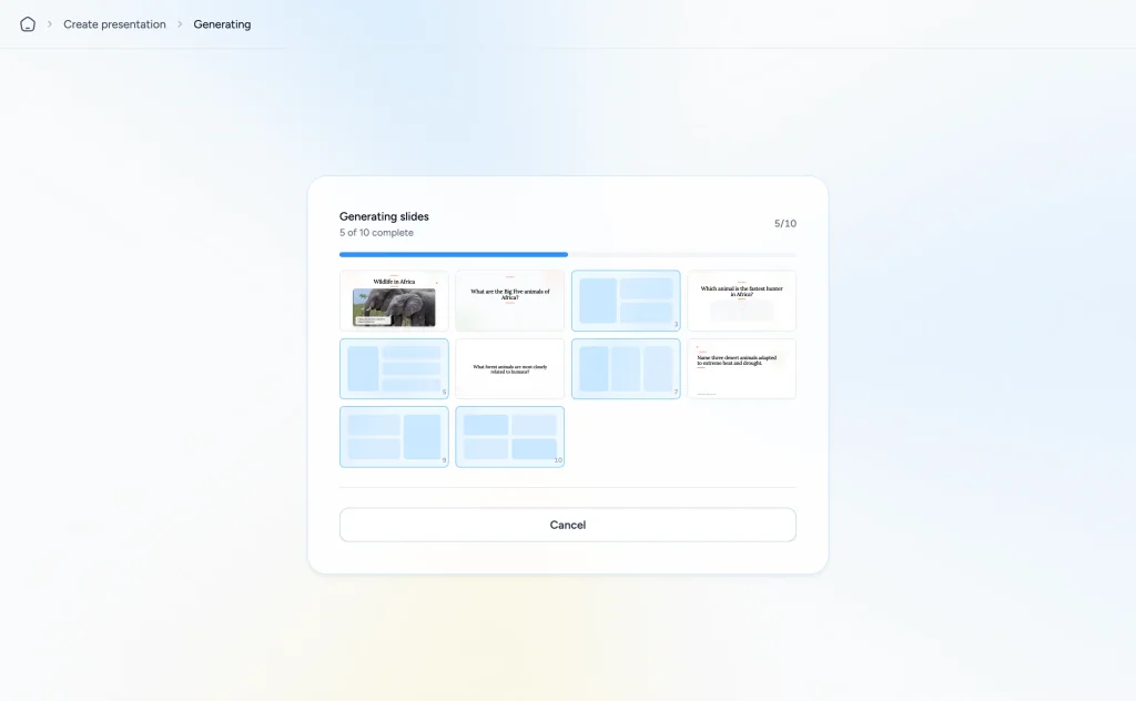 SlideSpeak generating flashcard slides from a PDF